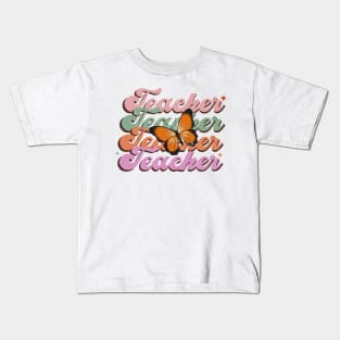 Teacher Flower Butterfly, Teacher Gift Kids T-Shirt